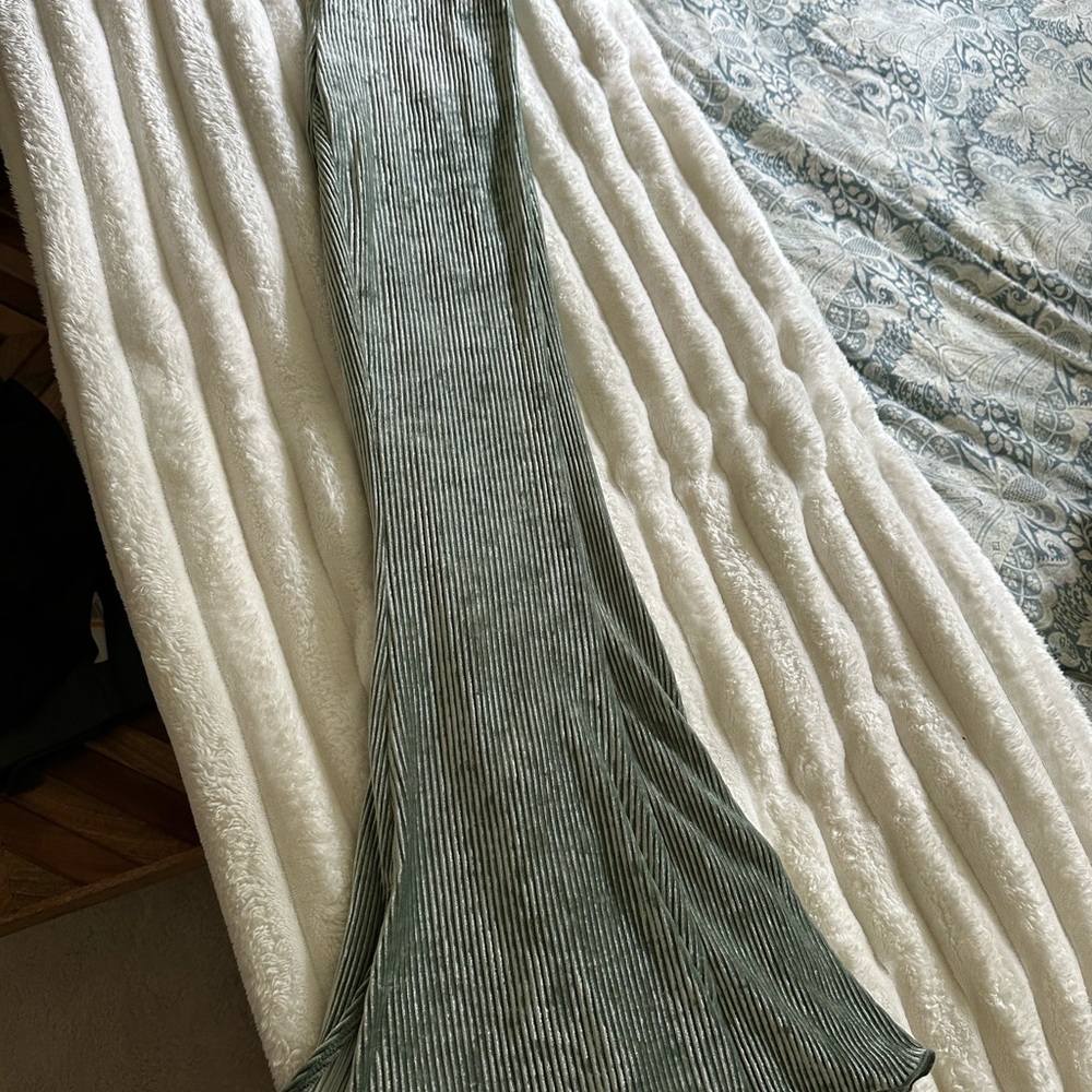 Green Velvet Bell Bottom Pants Urban Outfitters